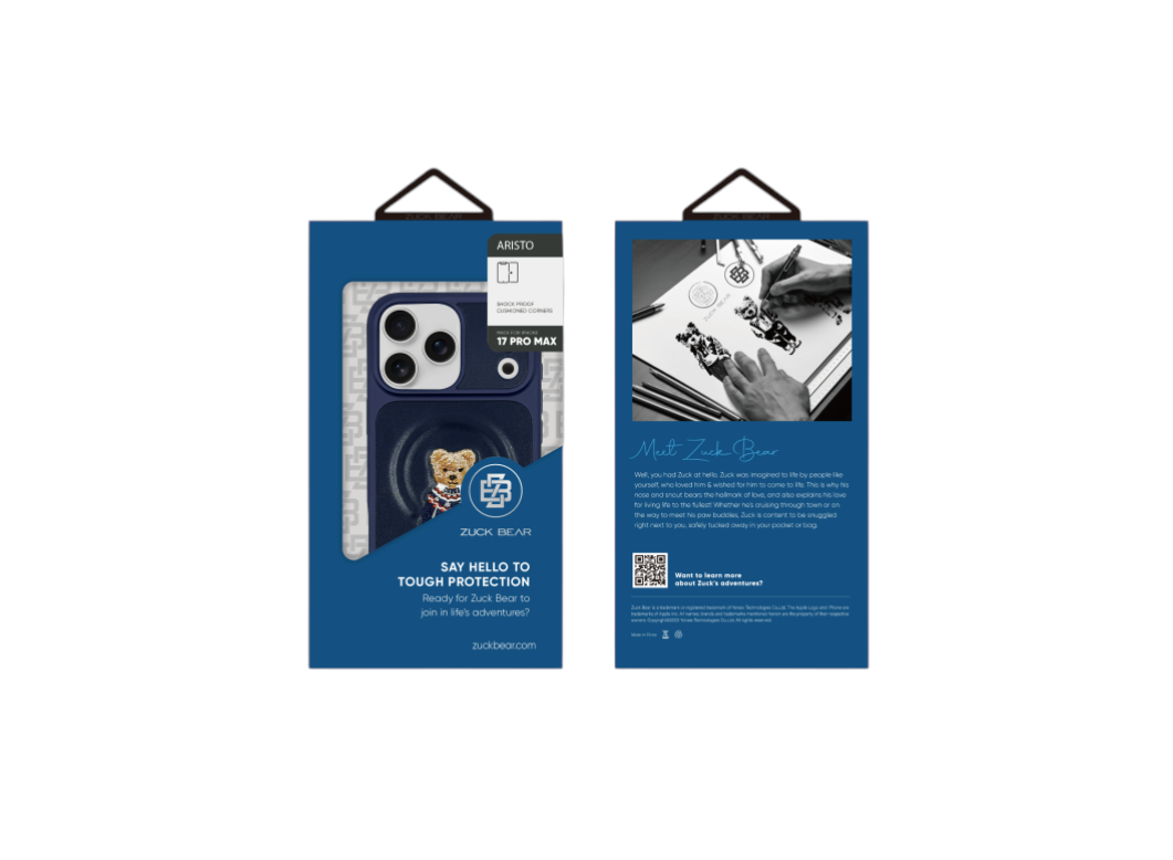 Etui skórzane ZuckBear Aristo do iPhone 17 Pro Max – granatowe