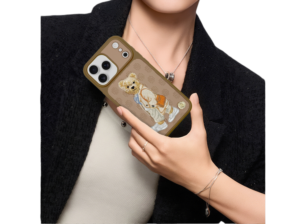 Etui ZuckBear Paris Gentleman do iPhone 17 Pro Max – niebieskie, z haftem