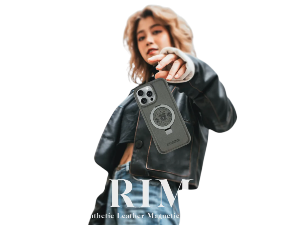 Skórzane Etui MagSafe do iPhone 16 Pro Max – szare, z podstawką